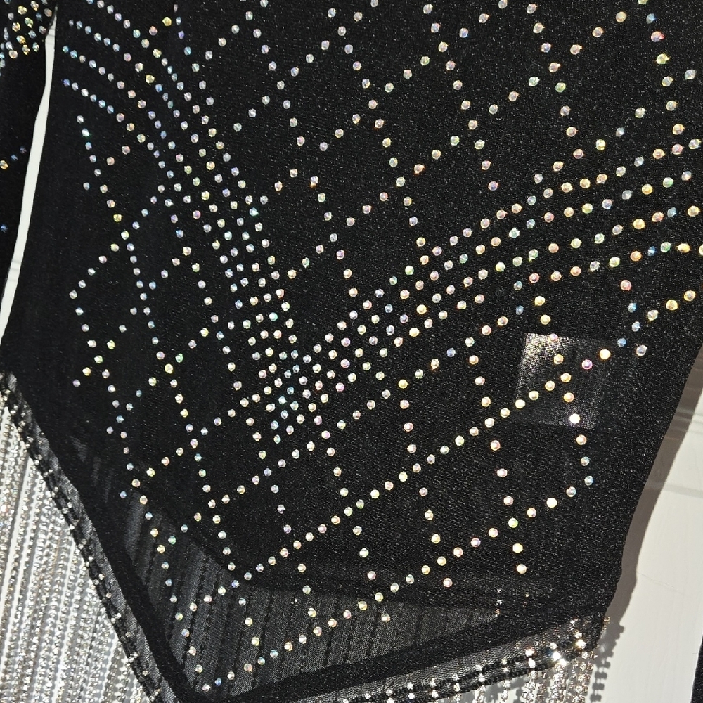 Blue B. Embellished Black Mesh Top with Rhinestones - Picture 3 of 4